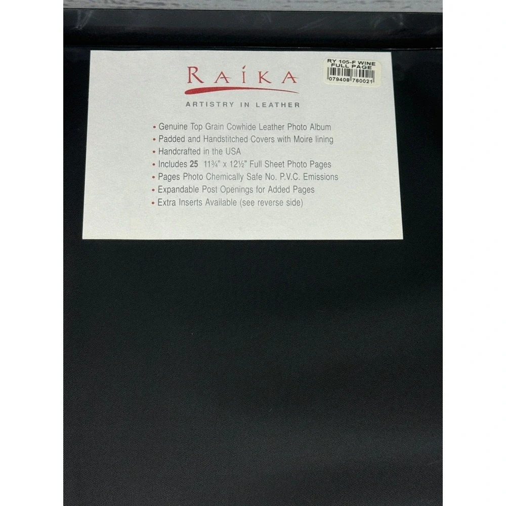 Raika Leather Photo Album Wine Genuine Cowhide Handcrafted USA RY 105-F